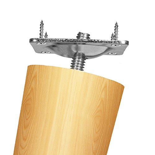 11 Degree Angled Leg Mounting Plates, Furniture Leg Attachment Plates Industrial Strength T-Plate M8 Sofa Legs With Hanger Bolts,Screws,Set Of 4 #TOP3
