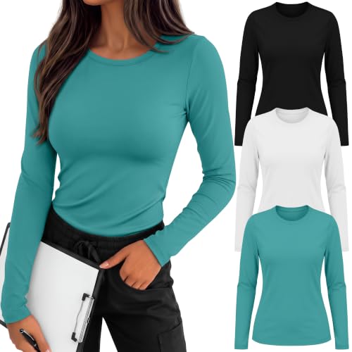 Image of 3 Pack Womens Long Sleeve Underscrub Shirts