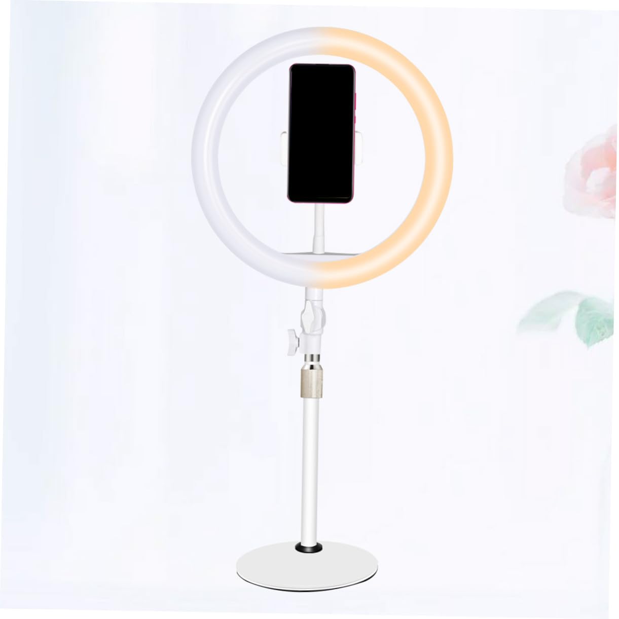 SHINEOFI Luce LED Dimmerabile per Selfie Supporto Telefono, Lampada da Bellezza Bianco in Ferro e Plastico Cavo USB per Fotografia e Live Streaming