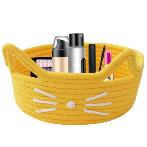 Cestas de cuerda de algodón – 250 g, cestas de juguete de cuerdas de algodón tejidas, cesta de cuerda con asas, organizador de almacenamiento duradero, cesta de tela suave, decoración del