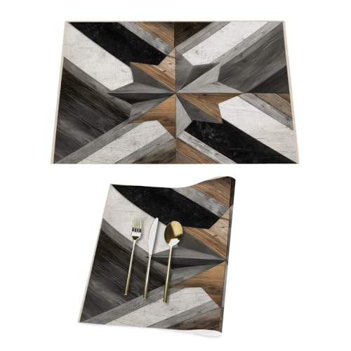 Lot de 1 set de table en vinyle texturé aztex géométrique en forme d'étoile pour tables de salle à manger, sets de table de cuisine, résistants à la chaleur, lavables et lavables en PVC