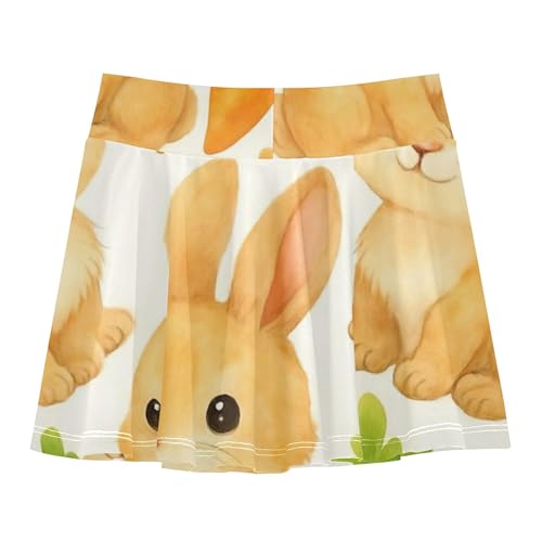 Toddlers Tennis Skirts Cute Rabbits Carrots White Athletic Shorts for Girls Skorts Outfit Cheer Skirt 4t2