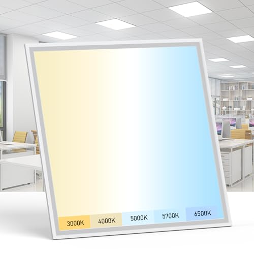 Image of AIKVSXER 1 Pack 2x2 LED Flat Panel Light - Selectable 5 CCT 3000K-6500K & 5 Wattage 30-50W 5500Lm 0-10V Dimmable 2x2 led Drop Ceiling Lights 120-277V for Commercial and Home