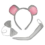 Disfraz de animal de tres piezas con cinta para las orejas de animal para fiesta de disfraces accesorios de decoración (ratón)