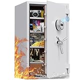2.8 Cub Home Use Safe Box Fireproof Waterproof, Safety Box with Digital Keypad Sensor Light Key for Hotel Office Money Documents