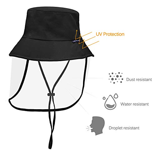 Boné Exterior, Andoer Chapéu protetor com escudo removível transparente facial homens mulheres chapé