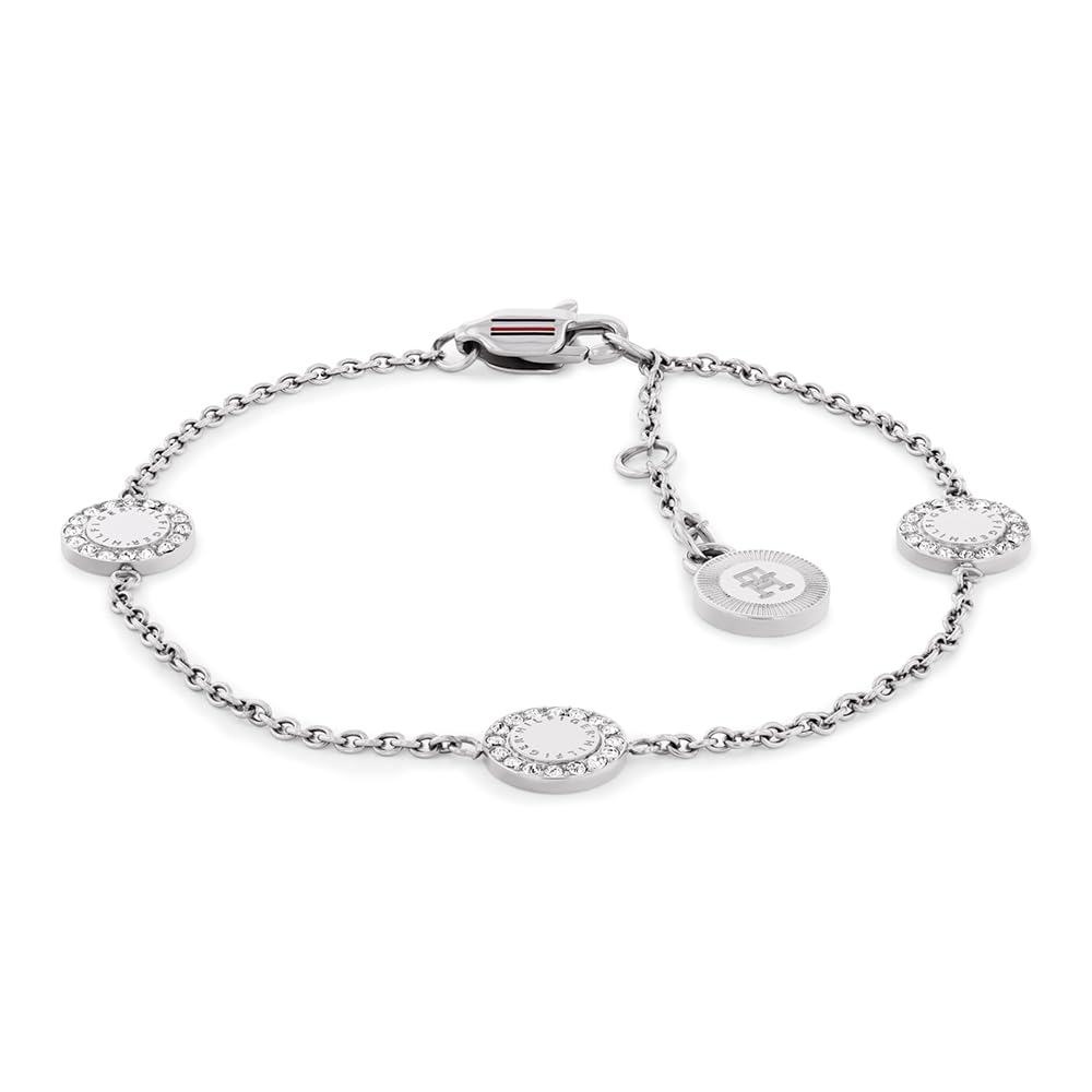 Tommy Hilfiger Jewelry Braccialetto da Donna in Acciaio Inossidabile con Charms Impreziositi da Cristalli - Disponibile in versione Oro, Oro Rosa o Argento