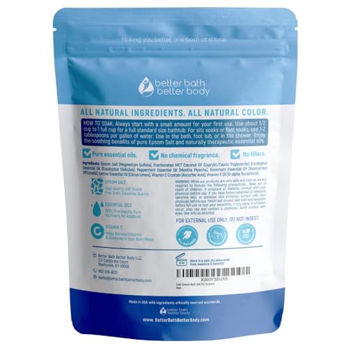 Cold Season Bath Salt 32 Ounces (2 Lbs) USP Grade Epsom Salt with Natural Rosemary and Peppermint Pure Essential Oils Plus Vitamin C in BPA Free Pouch with Easy Press Lock Seal Made in USA - Image 3