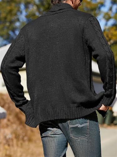 Men's Cardigan Sweater Casual Stand Collar Button Down Knitted Office Cardigan, Collar Casual Long Sleeve Sweaters3