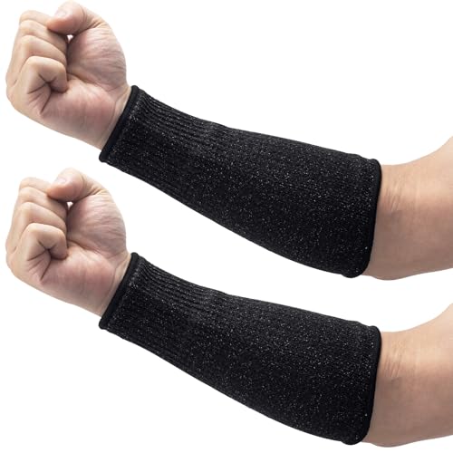 Image of ANCIRS 21cm Cut Resistant Sleeves, Arm Protection, Dog Bite Safety, Gardening Sleeves, Kitchen Forearm Covers (Black, 1 Pair)