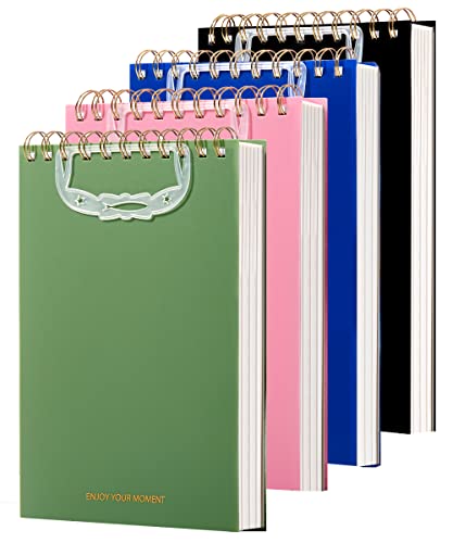 Yoment Bullet Dotted Journal Top Spiral Notebook 6"X8.3" Dot Grid Notebooks Thick Dotted Paper 640 Pages Wire Bound Spiral Waterproof Plastic Cover Notebooks For Work Business School, 4 Pack(Dotted) #TOP29