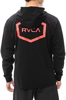 サイズＭ　黒/白RVCA ラッシュガードVENT LS SURF HOODIE OUTLET】RVCA メンズ 【SURF TEE】 HEX LS SURF HOODIE ラッシュ
