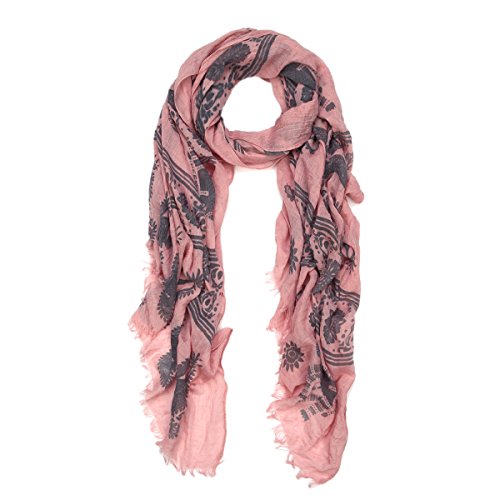 Unique Viscose Aztec Elephant & Paisley Print Frayed End Scarf - Diff Colors