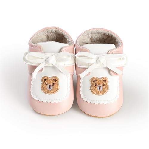 Image of HsdsBebe Baby Boys Girls Pu Leather Hard Bottom Walking Sneakers Toddler Rubber Sole First Walkers Infant Cartoon Slippers Crib Shoes