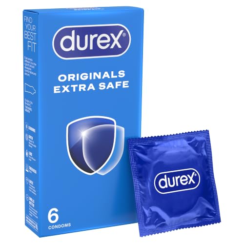 Durex Originals Extra Safe, 6 Condoms, Regular Fit, Silicone Lubricated