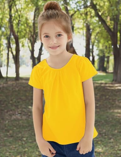 Image of Noomelfish Girls Criss Cross Back T-Shirts Short Puff Sleeve Tee Tops (5-12 Years)