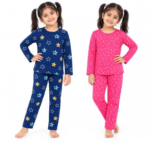 Image of NammaBaby Girl's Cotton Graphic Print Night Suit and Payjama Set - Multipack