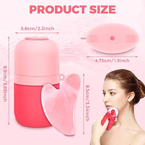 Ice Face Roller with Gua Sha Tool for Face,Ice Cube Tray for Face Ice Roller and Eyes Skincare Facial Beauty Ice Roller Skin Care Tools for Brighten Lubricate Shrink Pores Remove Fine Lines