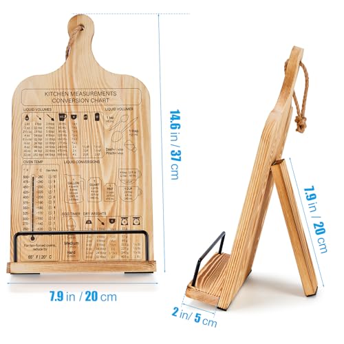 Book Stand Holder, Wooden Recipe Book Stand, Cookbook Stand for Kitchen Counters, Foldable Hangable Cookbook Holders for Display Stand, Rustic Cook Book Holder Stand - Image 2