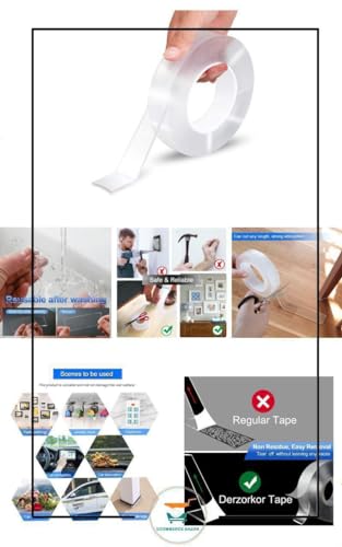 Image of Double Sided Tape Heavy Duty, Heat Resistant, Multi-Functional, Removable, Washable, Reusable Anti-Slip Gel Nano Grip Tape