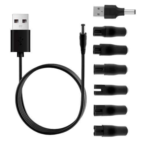 BosuLai 8Pcs Shaver Charger Kit - 5V USB Electric Shaver Charger Cable, Power Cord 5V Replacement USB Adapter Set for Hair Clippers, Beard Trimmers, Shavers, Beauty Instruments, Desk Lamps, Purifiers
