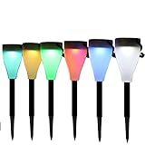 Bear Motion 6 Pack Path Light with Color Changing Solar LED Light for Garden Landscape Path Pathway Lights Lawn Lamp - Black