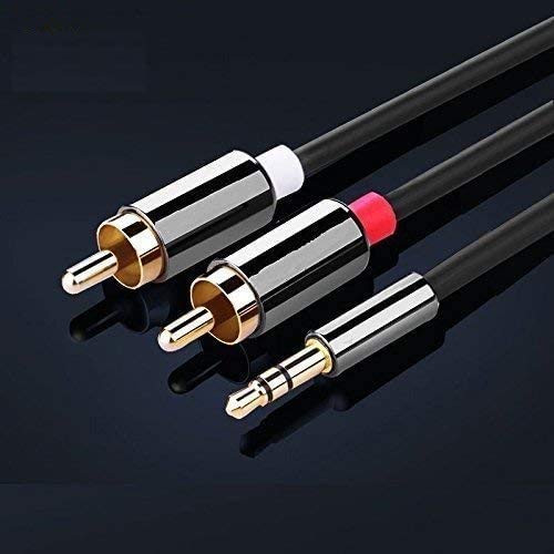 REALMAX® 1M 2M 3M Meter Stereo 3.5mm Jack Plug to TWIN 2 x RCA PHONO Audio Lead GOLD CABLE (1Meter)