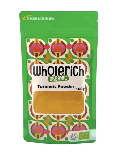 Wholerich Organic Turmeric Powder 100g | Certified, Vegan & Non-GMO | Finely Ground for Cooking, Curries & Golden Milk | Additive-Free