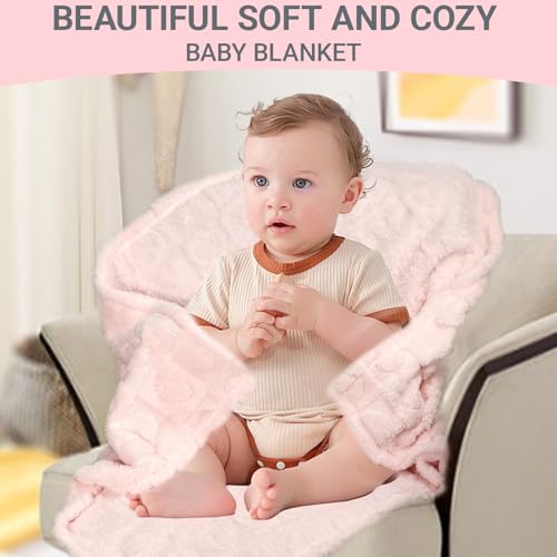 Image of 5 Pcs Baby Blanket Heart Checkered Ultra Soft Gift-Ready Plush for Newborns, Nursery & Stroller 30 inchx40 inch Beige Gray Blue Purple Light Pink