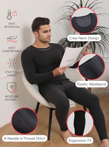 TRENDOUX Mens Thermals Top And Bottom Set