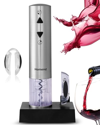 Homend WineUp Electric Wine Opener | Rechargeable Automatic Corkscrew with Foil Cutter, One-Touch Wine Bottle Opener for Red Wine – Ideal for Kitchen, Wedding, or Housewarming