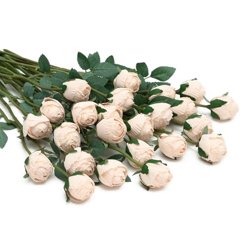 DuHouse 24pcs Artificial Vintage Roses Fake Silk Mini Rose