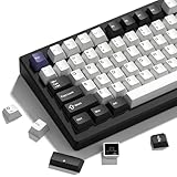 Womier Double Shot PBT Keycaps Set 138 Keys, Cherry Profile Custom Keycaps 60 65 75 100 Percent for 61/64/68/84/87/100/104/108 Retro Gaming Mechanical Keyboard (Black White2)