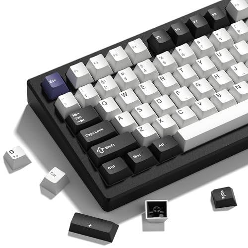Image of Womier Double Shot PBT Keycaps Set 138 Keys, Cherry Profile Custom Keycaps 60 65 75 100 Percent for 61 /64 /68 /84 /87 /100 /104 /108 Retro Gaming Mechanical Keyboard (Black White2)