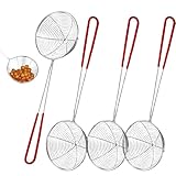 Lot de 4 écumoires en acier inoxydable avec poignées, passoire à fondue, épuisette pour paniers, cuillères à fondue, passoire à fondue, passoire à fondue, passoire à fondue 26,5 x 6,5 cm