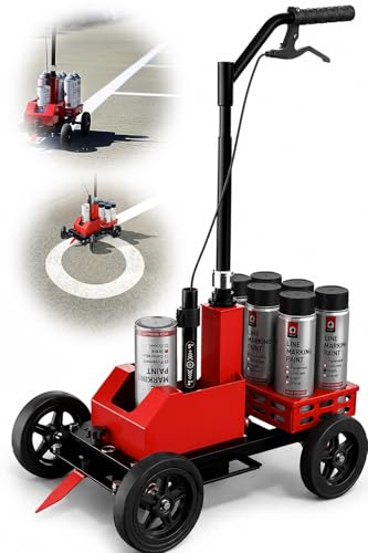 zozen Heavy Duty Parking Lot Striping Machine 3-in-1 Straight/Freehand Curve/Circle Striping Line Marking Machine 2-5 Adjustable Width Windproof Compatible with Inverted Marking Spray Paint