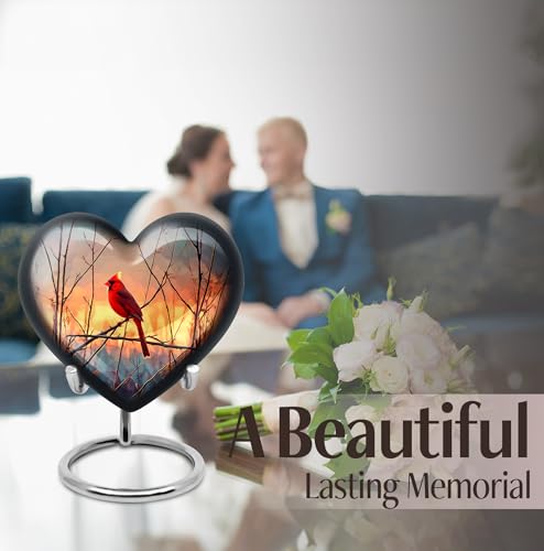 Image of Cardinal Bird Urn - Large Cremation Urn - Keepsake Urns for Human Ashes Adult Man - Decorative Urns - Combo of 8 Inch & 3 Inch