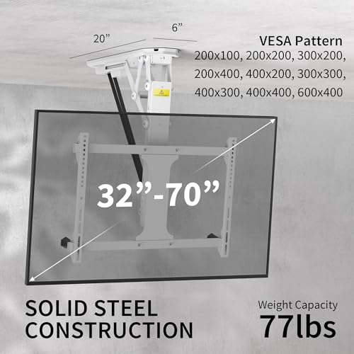 Image of VIVO White Electric Ceiling TV Mount for 32 to 70 in Screens, MOUNT-E-FD70W