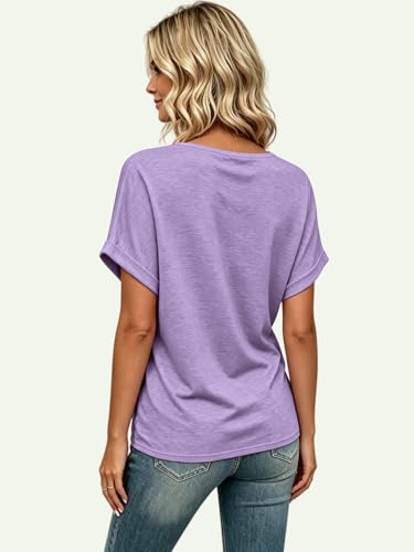 Image of T Shirts Short Sleeve V Neck Tees Womens Tops Beach Vacation Fashion Clothes 2026 Casual Summer Spring Fall Outfits