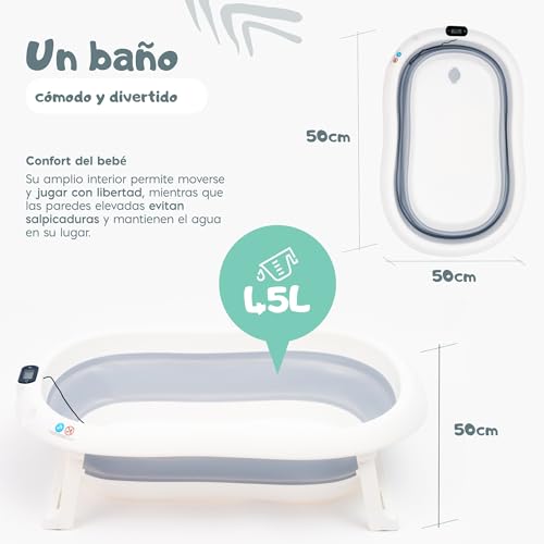 Variante de Almar Baby bañera bebe plegable Gris con termómetro