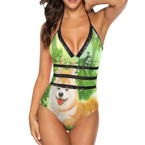 Costume de natation une pièce chien pour femme aux finitions haut de gamme