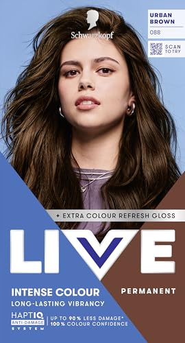 Schwarzkopf LIVE Intense Colour 088 Urban Brown Long-lasting Permanent Brown Hair Dye With Extra Colour Refresh Gloss