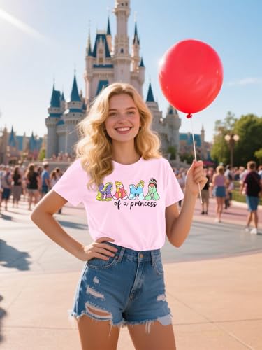 Magic Mama Princess Shirts for Women Mom Letter Print Tee Trendy Graphic Tees Casual Short Sleeve T Shirts3
