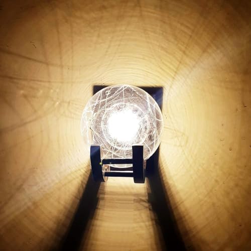 Image of GreyWings Wooden & Glass Wall Light for Home, Brown & Transparent Antique Decorative Wall Lamp with E27 Holder, Wall Light Bulb Not Included, Pack of 2
