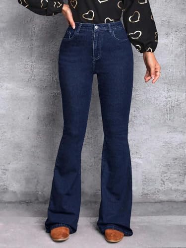 Image of KOTTY Women's High Waist Jeans||Flared Bell Bottom Bootcut||Wide Leg Stretch Denim - Perfect for Travel, Party & Everyday Use