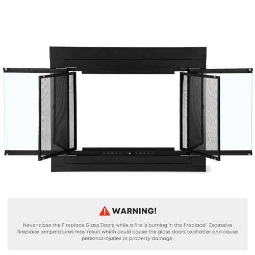 Image of Stanbroil Fireplace Glass Cabinet-Style Door, Black, Small