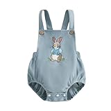 WephuPSho Newborn Baby Girl Easter Outfit Bunny Sleeveless One Piece Halter Romper Jumpsuit Infant Bodysuit Cute Summer Clothes (B-Blue, 3-6 Months)