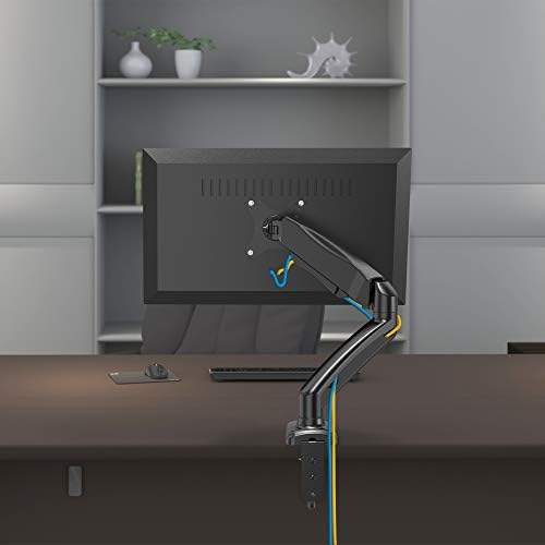 VonHaus Monitor Arm Single Gas with USB Hub for 17-32 Screens - Full Motion Height Adjustable Mount Gas Spring Monitor Stand - 9kg Capacity, 180° Tilt, 360° Rotation & Swivel - VESA 75/100mm