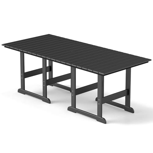 GREENVINES Outdoor-Dining-Table | 75” | HDPE | 2 Connectable Square Tables for 6 | Slatted | All-Weather | Patio Furniture | for Poolside Backyard G