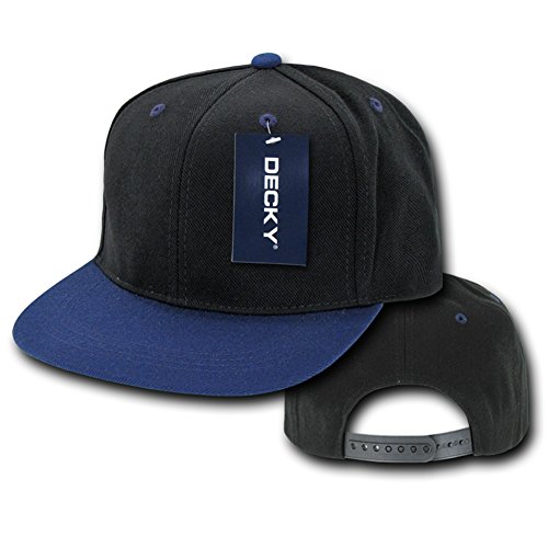 Decky 2Tone Flat Bill Snapbacks, Black/Navy, One Size #TOP1
